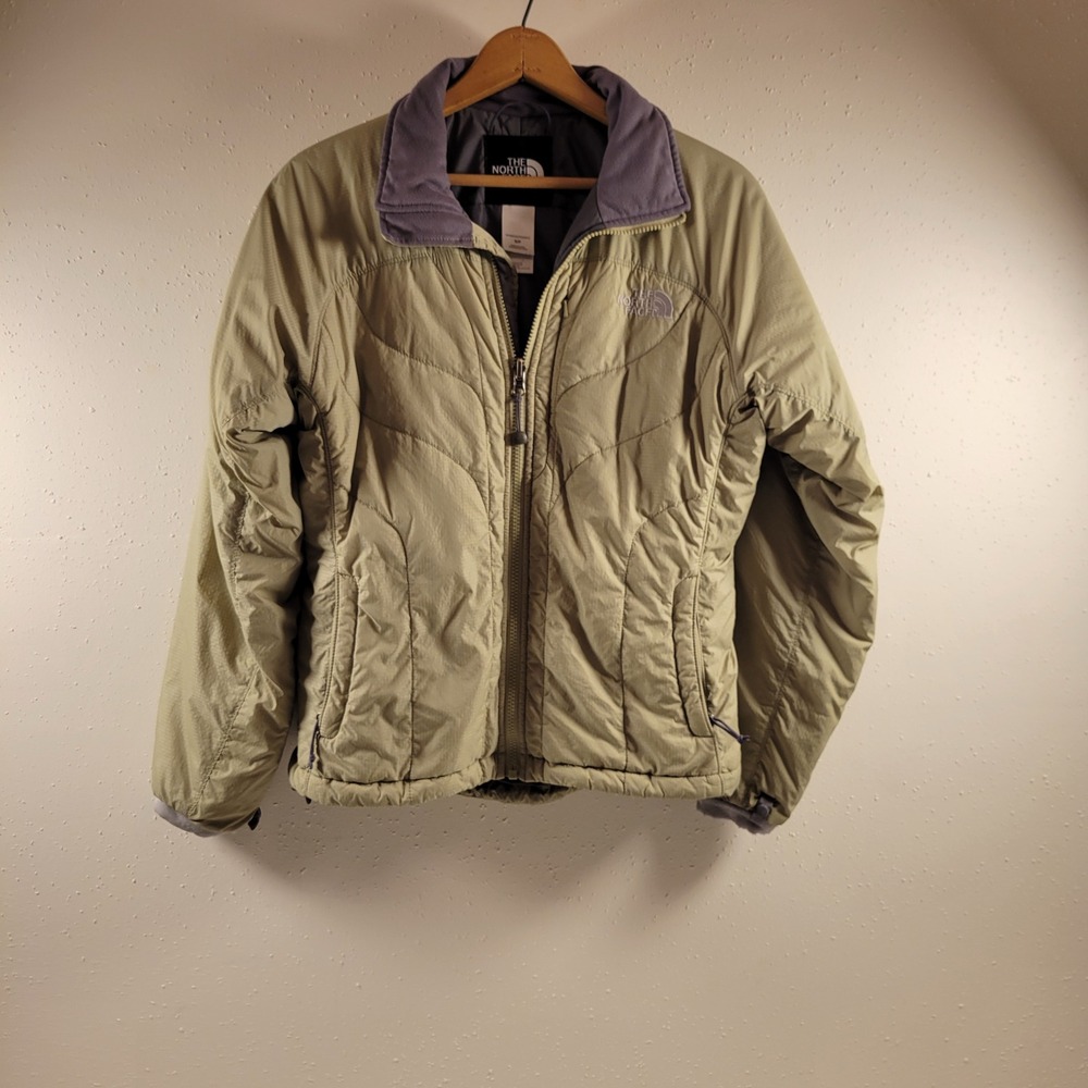The North Face Puffer Jacket Womens S Green Excellent Insulated Ripstop Zip